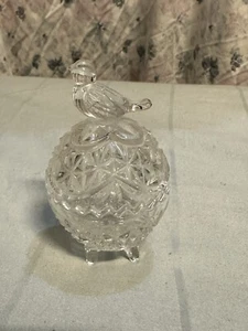 Hofbauer Vintage Crystal Trinket Box with Bird West Germany *No Box - Picture 1 of 8