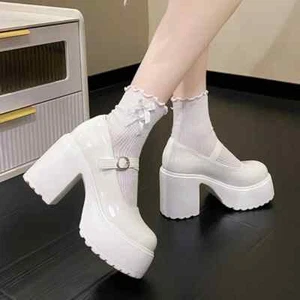 Fashion Platform Pumps High Heels Buckle Strap Shoe Goth Thick Heeled Party Shoe - Picture 1 of 24