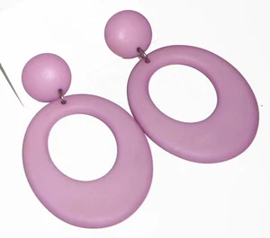 Sobral Classicos Gizelle Matte Lilac Large Dangle Hoop Artist Made Post Earrings - Picture 1 of 7