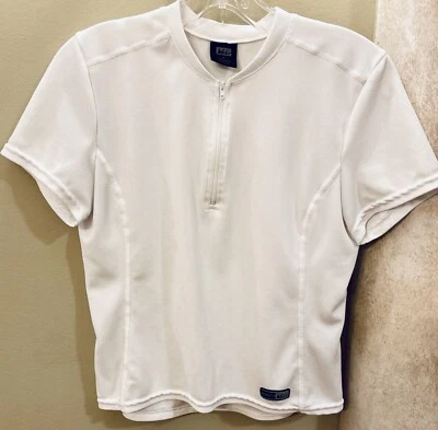 Pullover blanco REI para mujer manga corta poliéster cuarto cremallera ciclismo motociclista Top M Foto 1 de 4