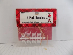 PARK BENCHES BY; CAMPBELL SCALE MODE 4 PCS. HO SCALE NEW - Picture 1 of 3