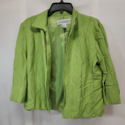 Jessica Howard Vintage Size 12 Linen Blend Green Cardigan Lightweight Blazer Foto 1 de 4