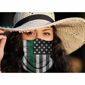 Thin Green Line Neck Gaiter with Free Neoprene Glasses Strap Support Military - Picture 1 of 5