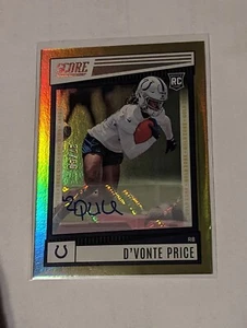 2022 Score Football D'Vonte Price Gold Zone Rookie Card Auto 37/50 Colts - Picture 1 of 3