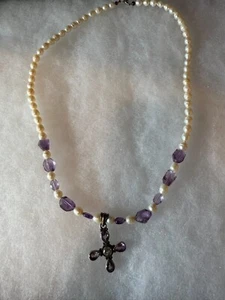 Antique Pearl and Amethyst Vintage Necklace Jewelry - Picture 1 of 8