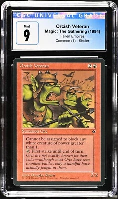 MTG Orcish Veteran 1994 Fallen Empires Graded Common Shuler CGC 9 - Image 1 of 2