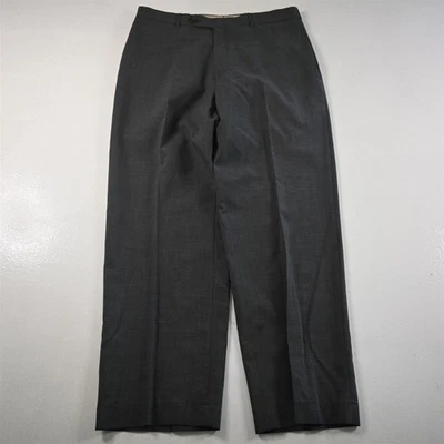 Винтажные мужские брюки Harold Powell 34x30 серые 100% шерсть плоский передний покрой - Изображение 1 из 4