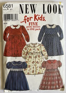 New Look 6581 Five Pretty Dresses for Kids Pattern Sz 2-7 UNCUT - Picture 1 of 3