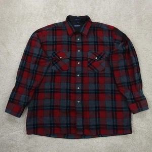 Van Heusen Flannel Shirt Mens Extra Large 90s Red Black Check Plaid Lumberjack - Picture 1 of 8