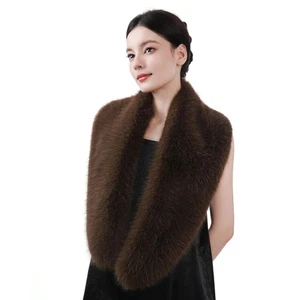 Extra großer Damen Kunstfellkragen für Wintermantel Schokolade 100 cm - Bild 1 von 7