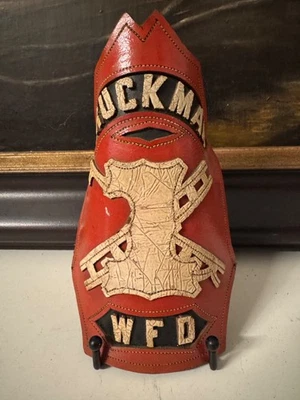 Vintage Leather Fire Helmet Front Cairns 8" High Eagle WFD Truckman - Image 1 of 2