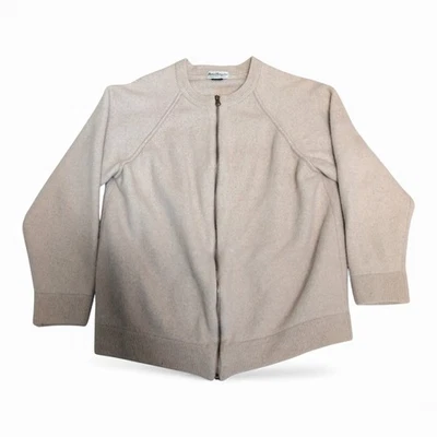 Norm Thompson女式美利奴-安哥拉拉链开衫L — 第 1/4 张图片