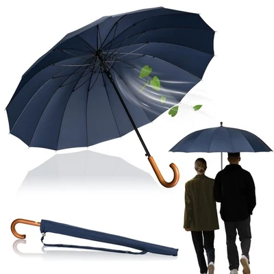 Stockschirm Sturmfest Ø120cm mit hochwertigem Echtholzgriff und geräuschloser - Bild 1 von 4