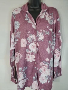 Vintage LAURA ASHLEY Pajama Top Women's Size Large Floral Button Up Long Sleeve - Picture 1 of 12