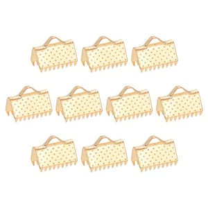 280Pcs Ribbon Crimp Clamp Ends, 10mm Bookmark Pinch Crimp Ends, Light Golden - Picture 1 of 6