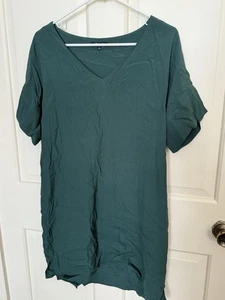 Womens Madewell Cap Sleeve Deep Dark Green Knee Length VNeck Tunic Dress Small - Picture 1 of 6