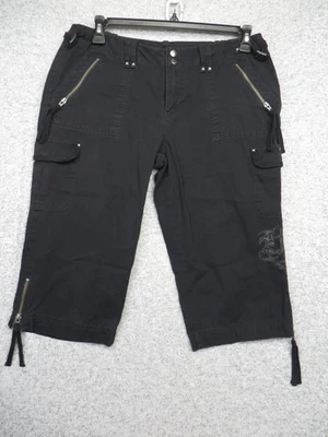 Pantalones capri Harley Davidson cargo para mujer 12 negros con tachuelas bordados motociclista HD O7 Foto 1 de 4