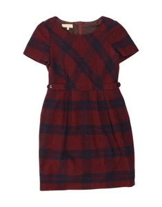 HOBBS Womens London Sheath Dress UK 12 Medium Burgundy Check Wool DP41 - Picture 1 of 3