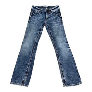 BKE Aiden Bootleg Jeans Men Size 26 (26x27) Blue Denim Acid Wash Stretch Stitch - Picture 1 of 9