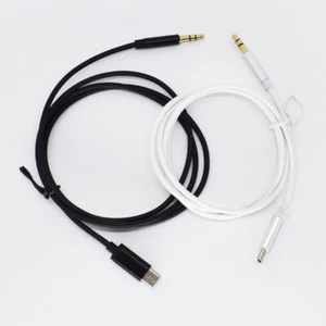 1pc 1M/3.3ft USB C Type C to 3.5mm Male Stereo Audio Aux Cord Cable Black White - Picture 1 of 10