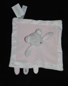 🐭Doudou plat souris OBAIBI OKAIDI rose blanc pois couleur yeux fermés 100% Neuf - Picture 1 of 2