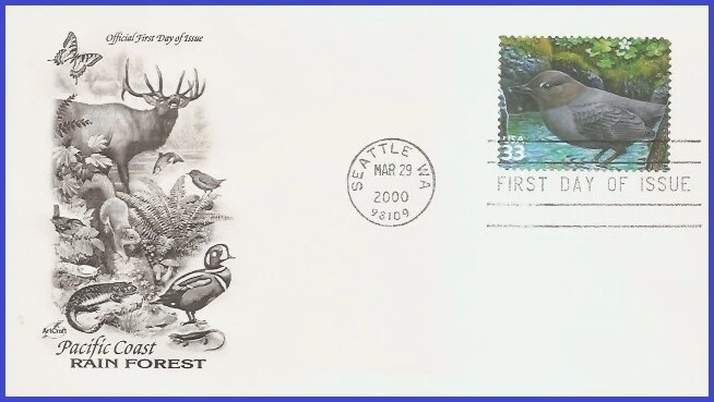 USA5 #3378c U/A ARTCRAFT FDC   American Dipper Pacific Coast Rain Forest - Image 1 of 1