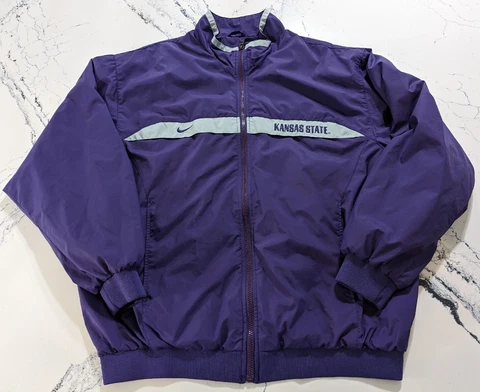 VTG Y2K Team Nike Kansas State Wildcats Full Zip Jacket Purple Size Men's Large Cover