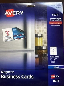 Avery Magnetic Business Cards, 2 x 3 1/2, White, 10/Sheet, 30/Pack (AVE8374) - Picture 1 of 2