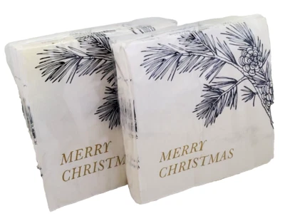 Paquete de 2 servilletas para bebidas FELIZ NAVIDAD ABEJA Y SAUCE PIÑONES PINO Foto 1 de 3