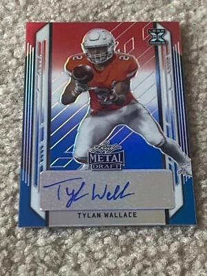 TYLAN WALLACE 2021 Leaf Metal Red White Blue Autograph #6/10 RAVENS Oklahoma St - Image 1 of 3