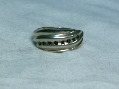 Per Uomo / Uomo Graduato Argento Sterling, Topazio Blu Gemme Anello - Immagine 1 di 4