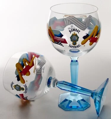 2 x Bombay Sapphire Gin Ballonglas Digital Bunt Cocktailglas Copa Gläser 1028
