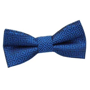 Royal Blue Boys Bow Tie Woven Greek Key Adjustable Pre-Tied Bowtie by DQT - Picture 1 of 1