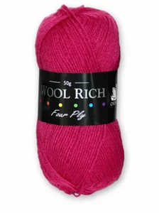 Cygnet Verdaderamente Rico En Lana 4 Ply Hilo De Tejer 50g 2151 Frambuesa - Imagen 1 de 2