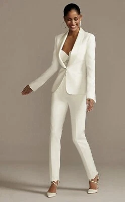 Blazer David’s Bridal Marfil Un Botón Elegante $199 Talla 16 Nuevo con Etiquetas Foto 1 de 4