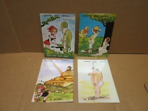 EROTISME GRIVOISERIE MILITARIA 4 cartes modernes  illustrées LASSALVY - Picture 1 of 1
