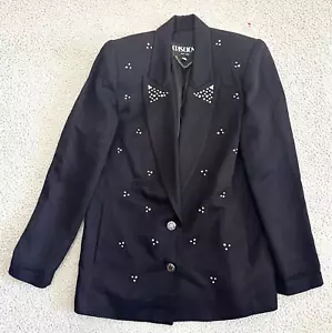 Criscione Black Blazer Womens XS Gold Studded Rhinestones Embellished Bedazzled - Picture 1 of 17