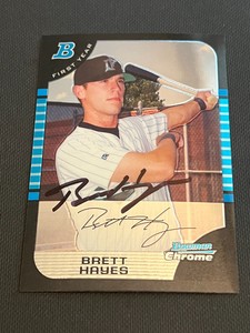 Brett Hayes Signed 2005 Bowman Draft Chrome Card Auto Marlins Autograph COA