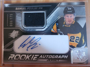 2022-23 Upper Deck SPX Hockey Samuel Poulin Rookie Auto Jersey /175 RPA Penguins