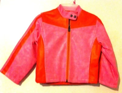 Chaqueta acolchada de cuero naranja y rosa para niñas talla 10 ¡¡USADA EN EXCELENTE ESTADO!!! Foto 1 de 2