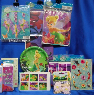 Juego de fiesta Tinkerbell # 12 platos mantel bolsa de botín divertido juego decorativo colgante foto Foto 1 de 4