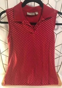 Damen Golfshirt rot Punkte Croft & Borrow Small ärmellos - Bild 1 von 3