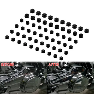 60pcs Black ABS Plastic Bolts Toppers Caps Set Fit For Harley Softail Twin Cam - Picture 1 of 12