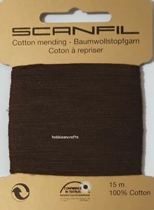 BRAUN Scanfil 100% BAUMWOLLE Garn zum Handnähen Stopfen & Ausbessern - 15 Meter - Bild 1 von 3