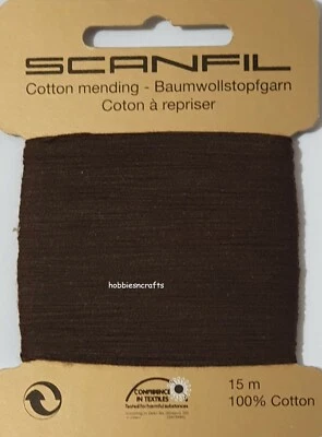 BROWN Scanfil 100% COTTON Thread for Hand Sewing Darning & Mending - 15 Metres - Image 1 of 3
