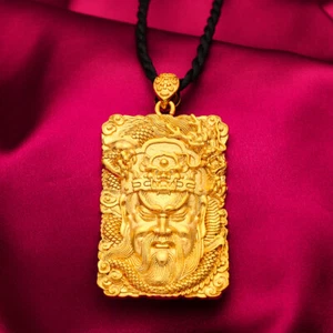 Overlord Guan Gong Necklace 22K 23K 24K THAI BAHT YELLOW GOLD GP Necklace - Picture 1 of 6