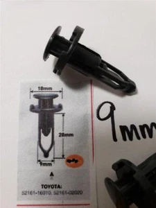 2 Universal Plastic Retainer Clip Fender Push Bumper Fastener Rivet GM Ford 9mm - Picture 1 of 6