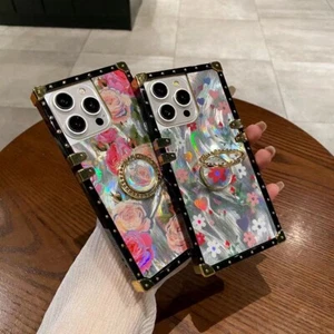 Luxury Laser Flower Phone Case For iPhone 11 12 13 14 15 Pro Max XR 7 8 SE - Picture 1 of 15