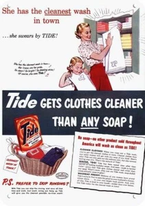 1951 TIDE LAUNDRY Detergent Soap Mom & Daughter DECORATIVE REPLICA METAL SIGN - Picture 1 of 1