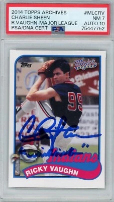 Charlie Sheen 2014 Topps Archives Autograph PSA 7 Auto 10 "WINNING" Inscription - Image 1 of 2